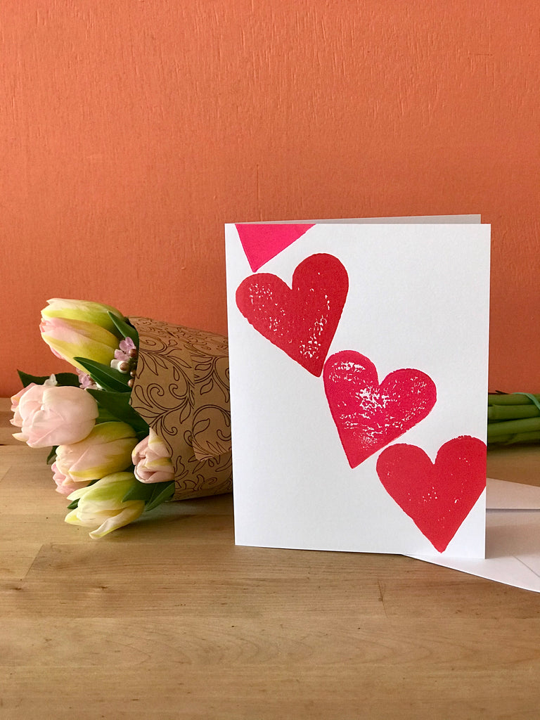 hand made greeting card hearts