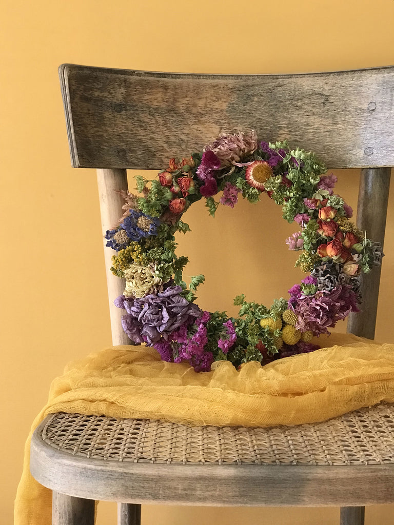 Dried Botanical Harvest Wreath - Small, Multicolor