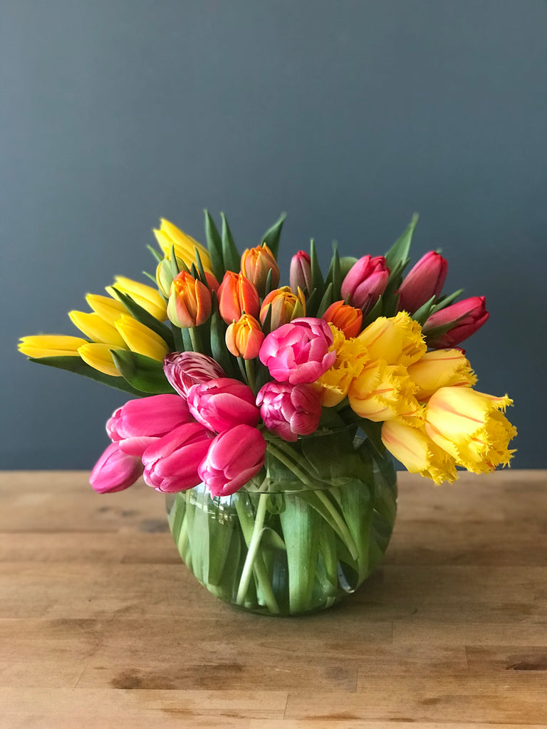 Large Contemporary Tulip Arrangement- tulips grown in Oregon
